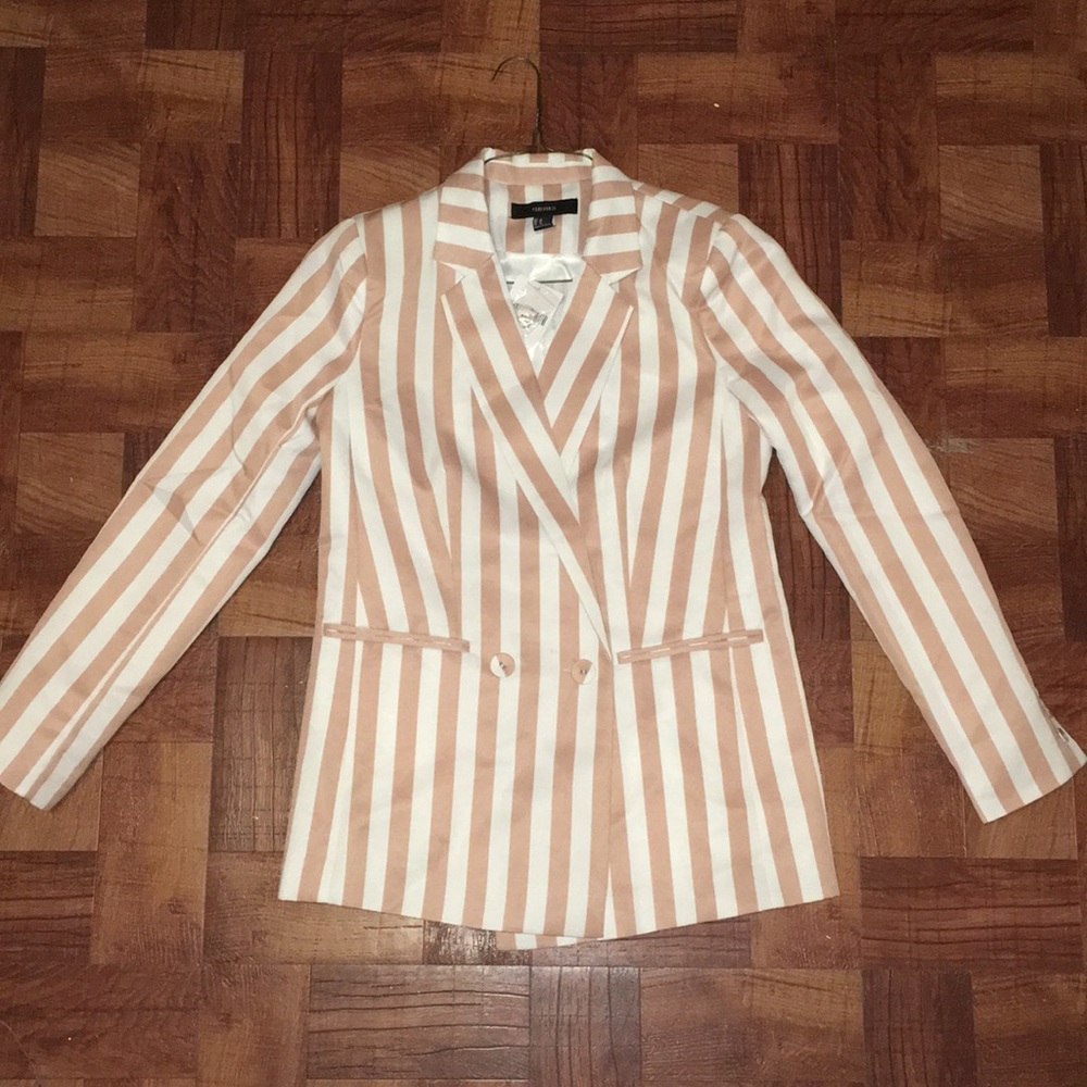 Pink and white stripe Career Jacket